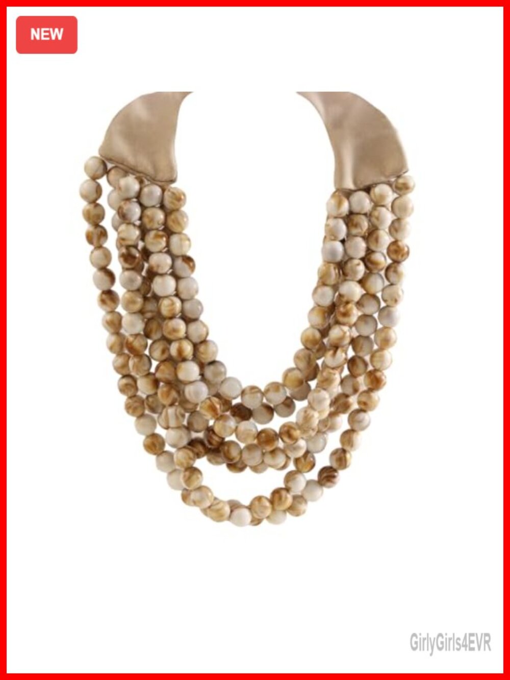 Multicolor Multi-Strand Resin Bead Choker Necklace with Vegan Leather Snap Clasp